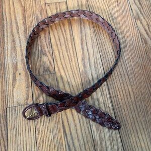 Made in Argentina Genuine Lizard Leather Braided belt‎ Brown Women’s y2k